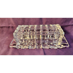 Heavy Crystal Glass Covered Butter Dish Mikasa Atrium? Block Design